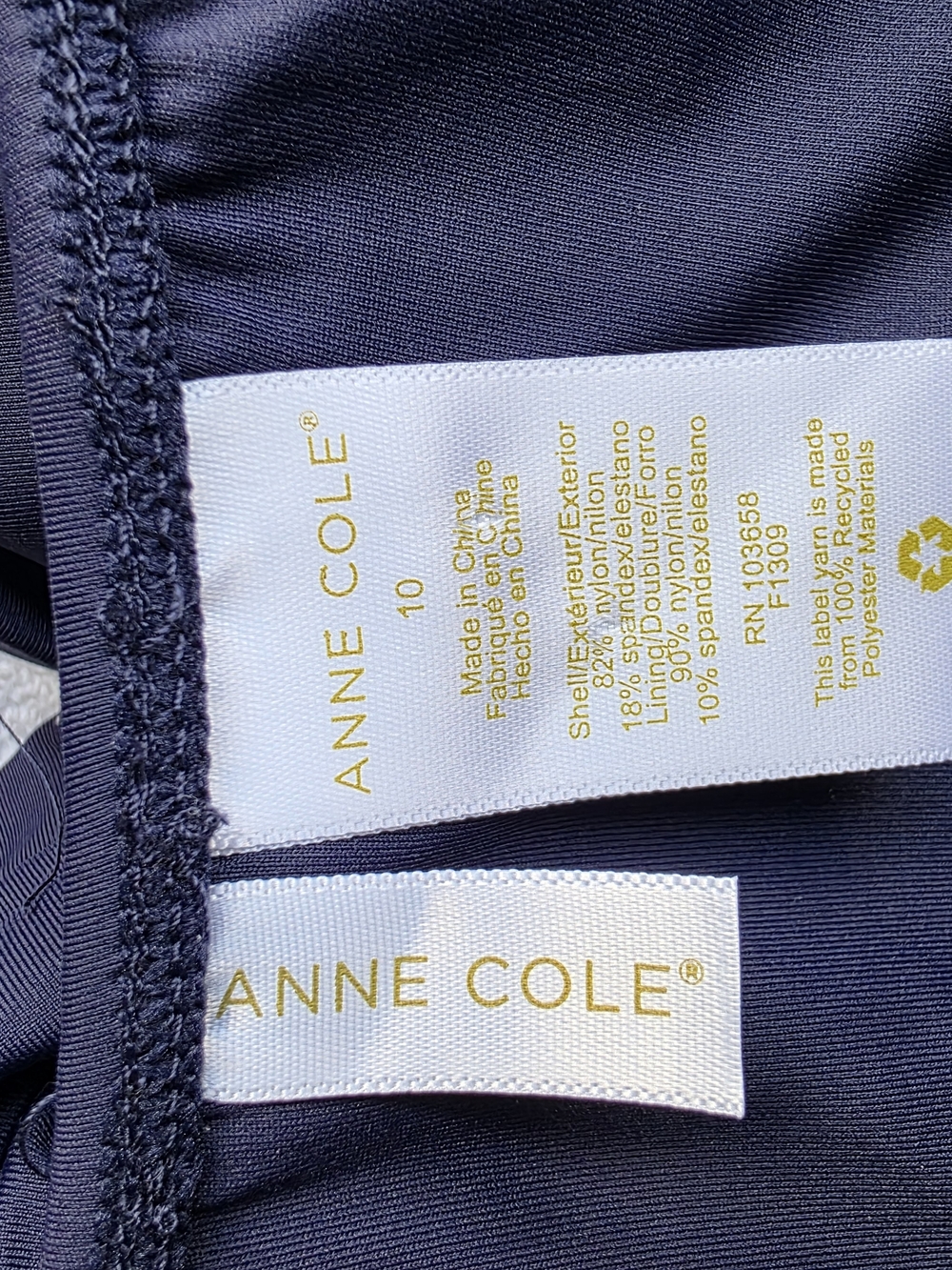 Anne Cole NWOT Navy Twist Front Bandeau One Piece Swimsuit Size 10 - Picture 9 of 12